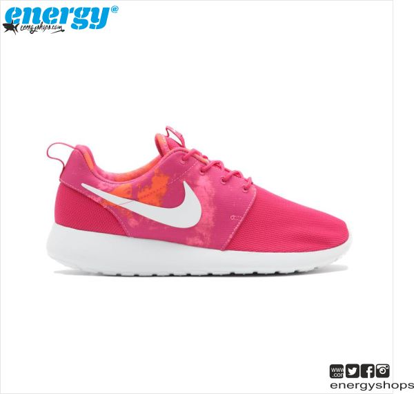 Ténis Nike RosheRun Print Fireberry/Pink/Orange